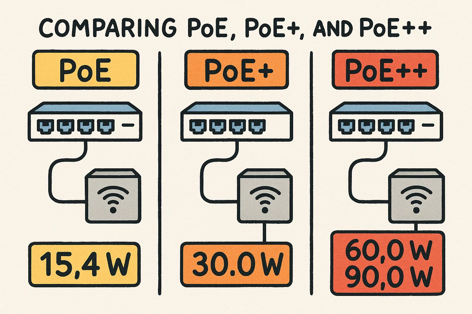 PoE switch power budget chart