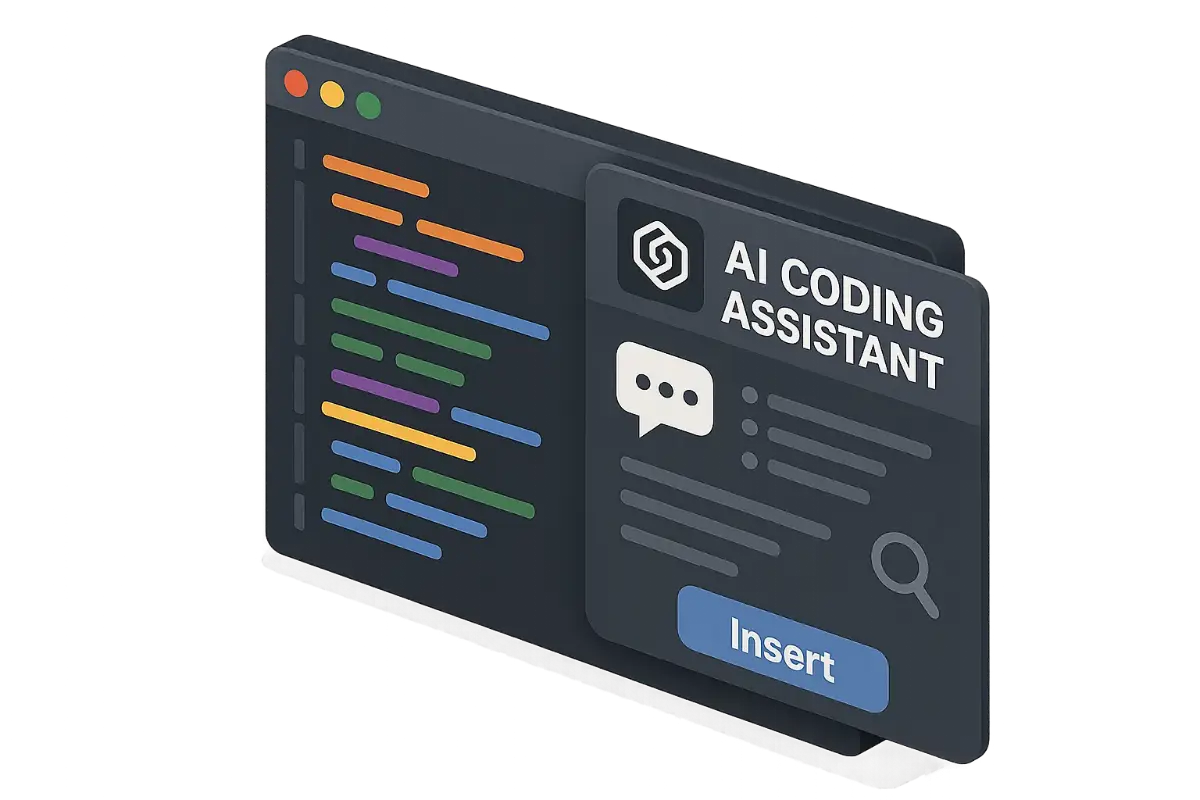 AI coding assistant dashboard overlay in a code editor