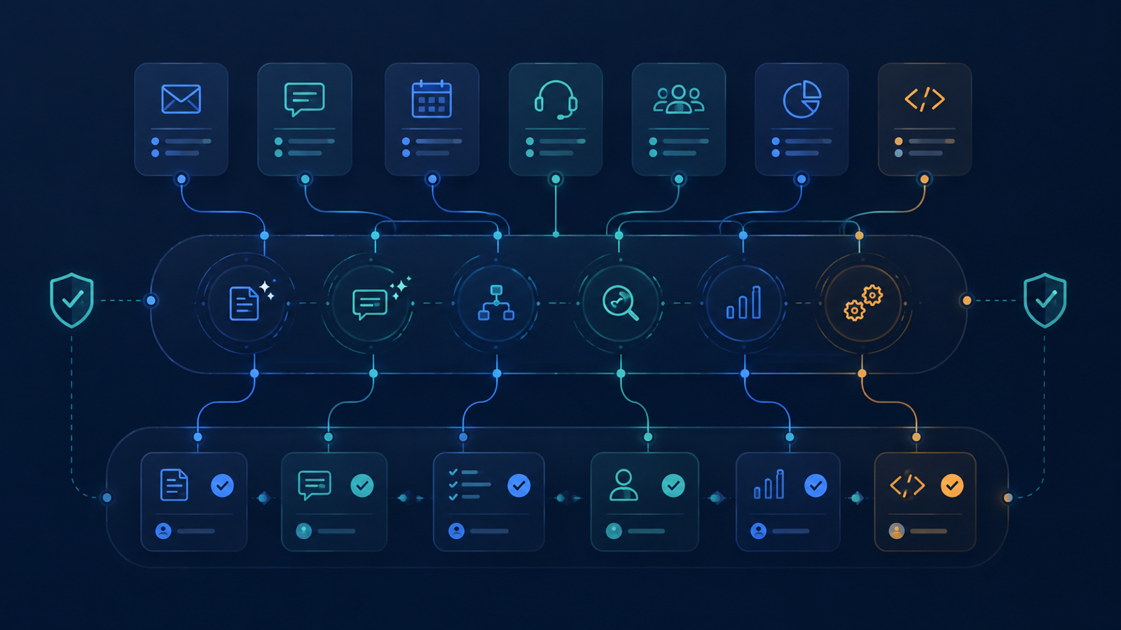 Automation workflow map showing AI assistance and human review steps for small teams